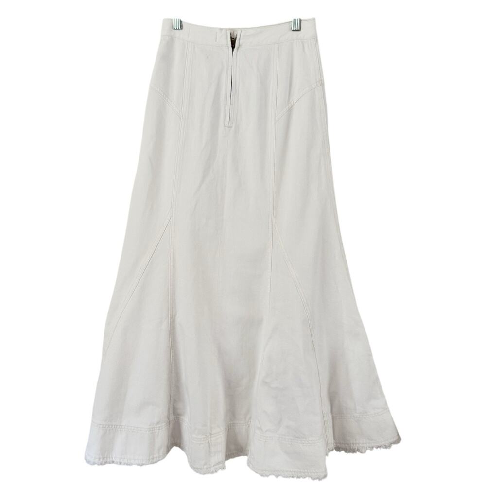NWD Madewell Fluted Denim Midi Skirt Tile White Womens Size 23 - Picture 6 of 13